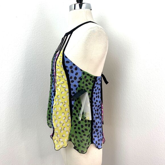 Forever 21 Collection Silk Camisole Top Small Multi Color Polka Dots Boho Whimsy - Picture 5 of 11